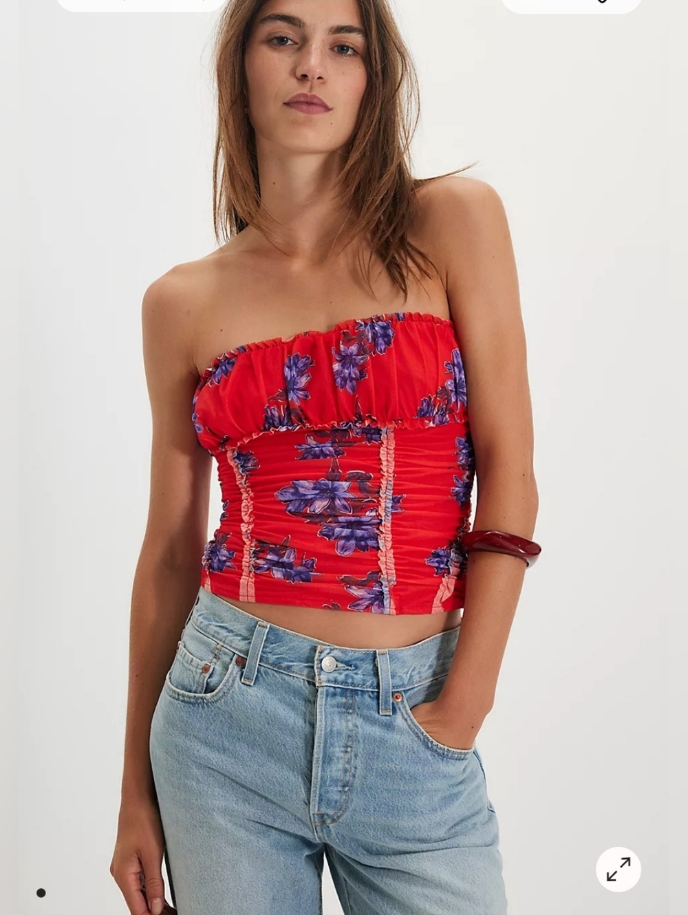 Free People Floral Scottie Printed Tube Sz Xs Nwot